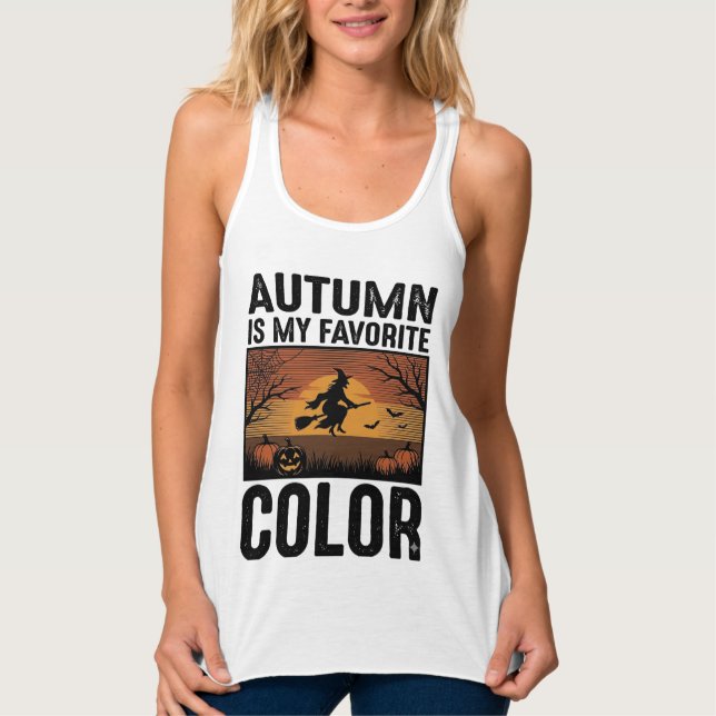 Höst är min favoritfärg Halloween-häxa design Linne Med Racerback (Framsida)
