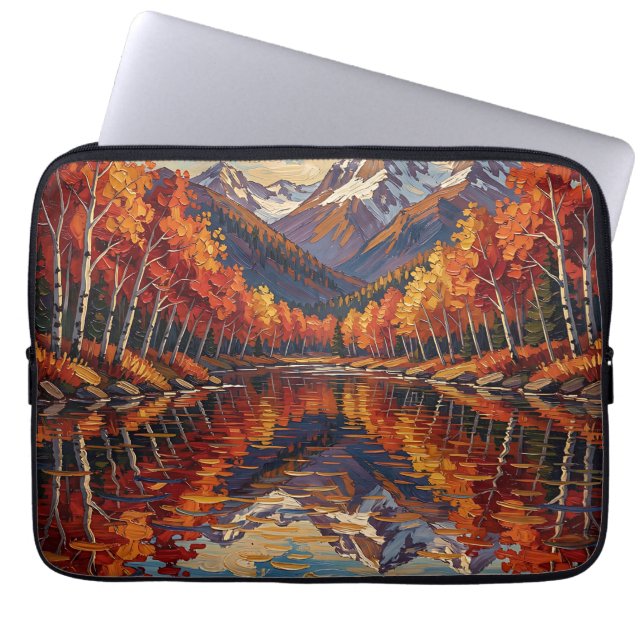 Höst Aspen Sjö Berg Reflektion  Laptop Fodral (Framsidan)