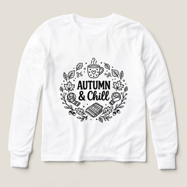 Höst & Avkoppling | Mysig höst handletterad linjek T Shirt (Design framsida)