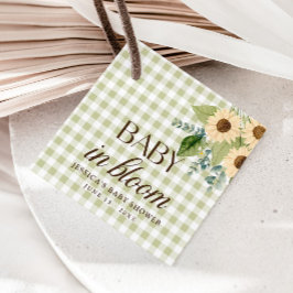 Höst Baby in Bloom Gingham Sol Favor Gåvor Etiketter