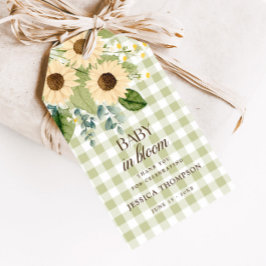 Höst Baby in Bloom Gingham Solros Förmån Presentetikett