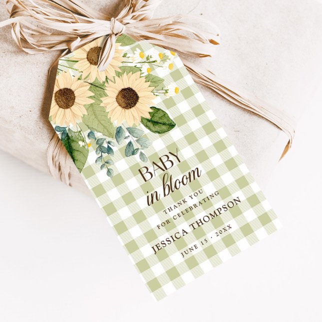 Höst Baby in Bloom Gingham Solros Förmån Presentetikett (Skapare uppladdad)