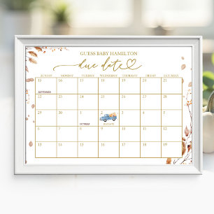 Höst Baby Shower Beräknad Förlossningsdag Kalender Poster