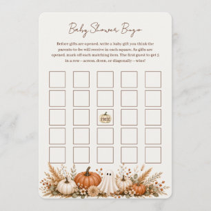 Höst Baby Shower Bingo Spel Pumpa Little Boo Anteckningskort