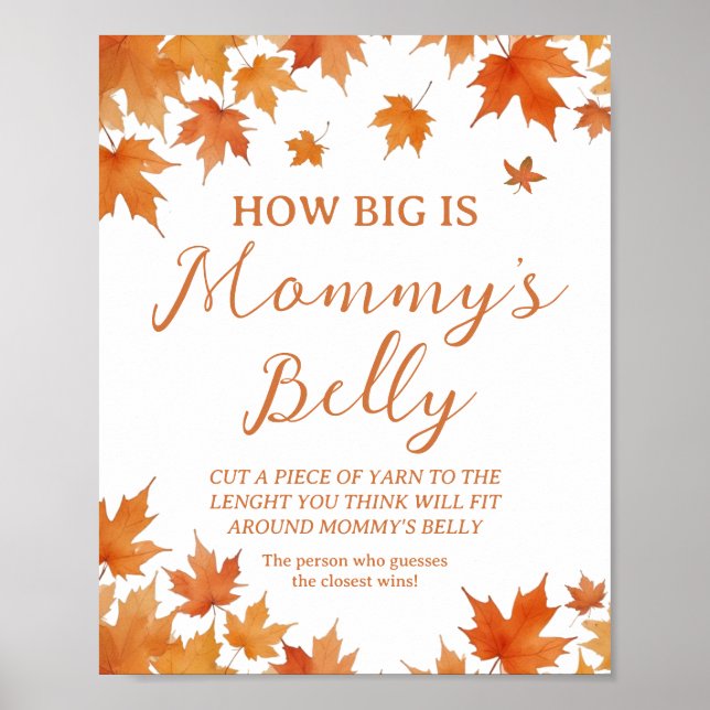 Höst Baby Shower Hur Stor Är Hennes Mage Poster (Framsidan)