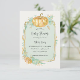 Höst Baby Shower-inbjudan Guld pumpa Inbjudningar