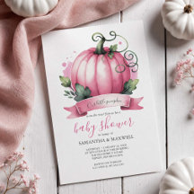 Höst Baby Shower Inbjudningar Liten Pumpa Flicka
