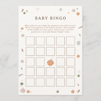 Höst Baby Shower Liten Pumpa Baby Bingo Spel