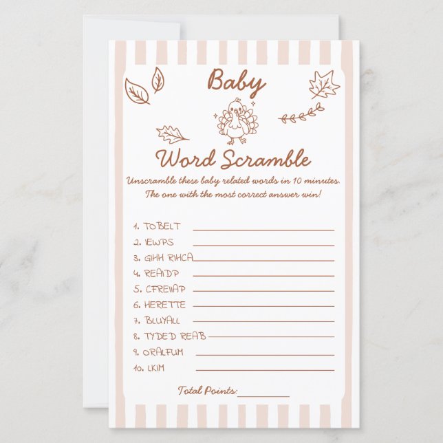 Höst Babyshower Sökordslek (Framsida)