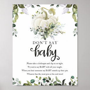 Höst Bebis Babyshower Grönska Säga Inte Bebis Skyl Poster