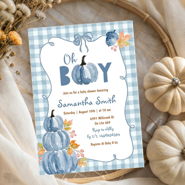 Höst Blå Pumpa baby shower inbjudan (Skapare uppladdad)