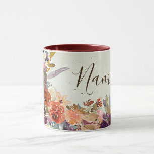Höst blandad akvarell blomster personlig mugg