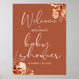 Höst Blommig Baby Shower Välkomstskylt Poster