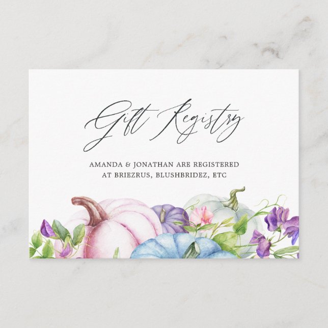 Höst - Blommig bröllopspresentregistrering Tilläggskort (Framsida)