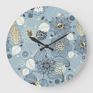 Höst blommigt: Elegant Säsong Design Stor Klocka