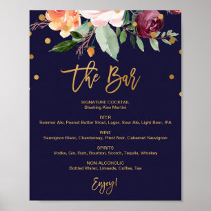Höst Blommigt Menu-signalen Pub Bröllop Poster