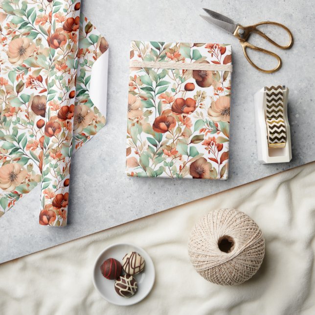 Höst blomster mönster presentpapper (Hantverk)