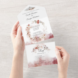 Höst Boho Akvarell Blommig Bröllop |