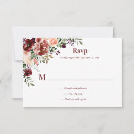 Höst Boho Akvarell Blommor Handskriven RSVP OSA Kort