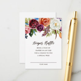 Höst Boho Blommor Baby Shower Blöja Lotteri Kort