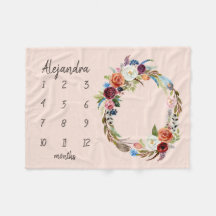 Höst Boho Blommor Monogram Baby Milstolpe Foto