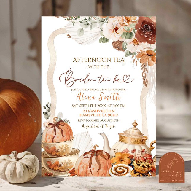 Höst Boho Coquette Pumpkin Tekvart Bröllopsdusch Inbjudningar (Skapare uppladdad)