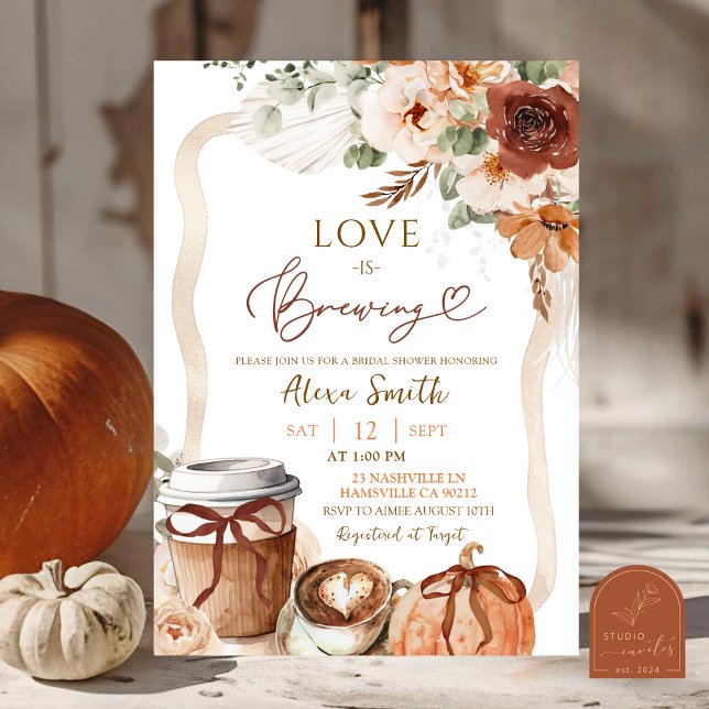 Höst Boho Coquette Pumpkin Tekvart Bröllopsdusch Inbjudningar (Skapare uppladdad)