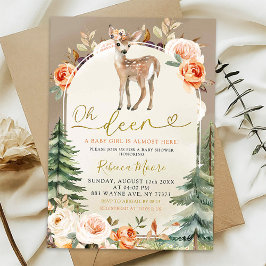 Höst Boho Oh Deer Flickskogs Baby Shower Inbjudningar