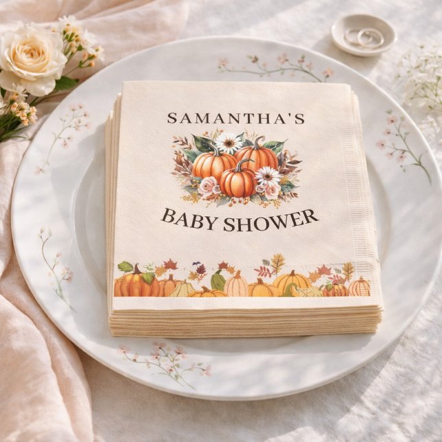 Höst Boho Pumpa Blommig Baby Shower Servett (Skapare uppladdad)