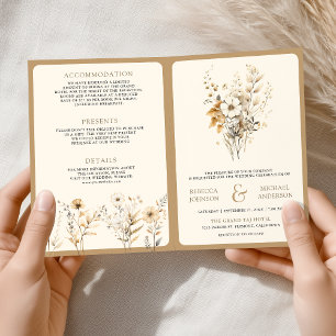 Höst Boho Vildblomma QR-kod Bröllop Inbjudan