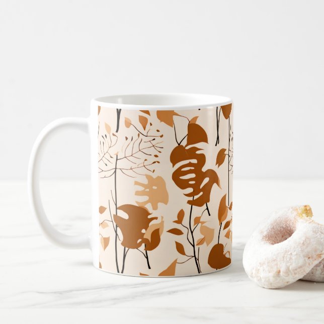 Höst Botaniska blad Minimalistisk mugg (Med munk)