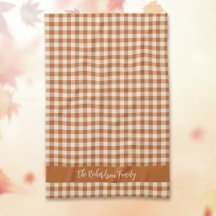Höst Bränd Orange Gingham Höst Rutig Anpassat Namn