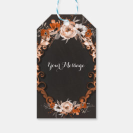 Höst Bröllop Orange Blommig Blommor Förmån Presentetikett