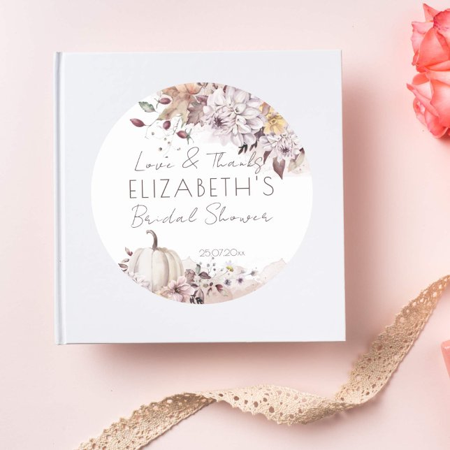 Höst bröllopsdusch lövverk pumpa tack för favorit runt klistermärke (Fall bridal shower favor gift stickers pumpkin autumn foliage thank you stickers)