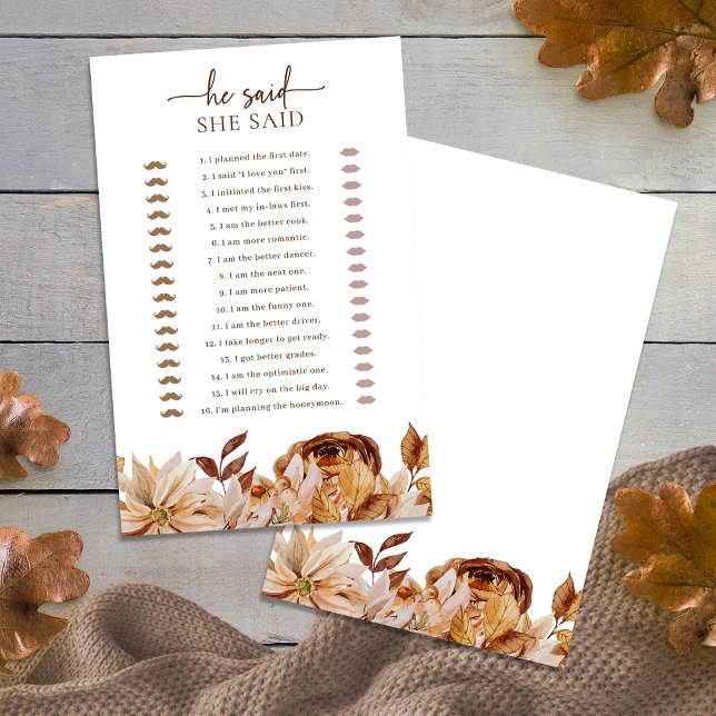 Höst Bröllopsduschspel (Fall Bridal Shower Game
)