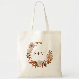 Höst Brud Groom Monogram Blad Krans Bröllop Tygkasse