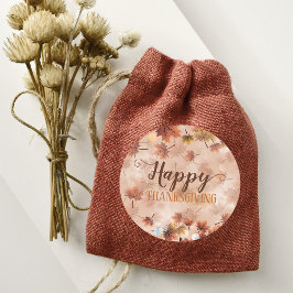 Höst Bruna Löv Glad Tacksgiving Runt Klistermärke