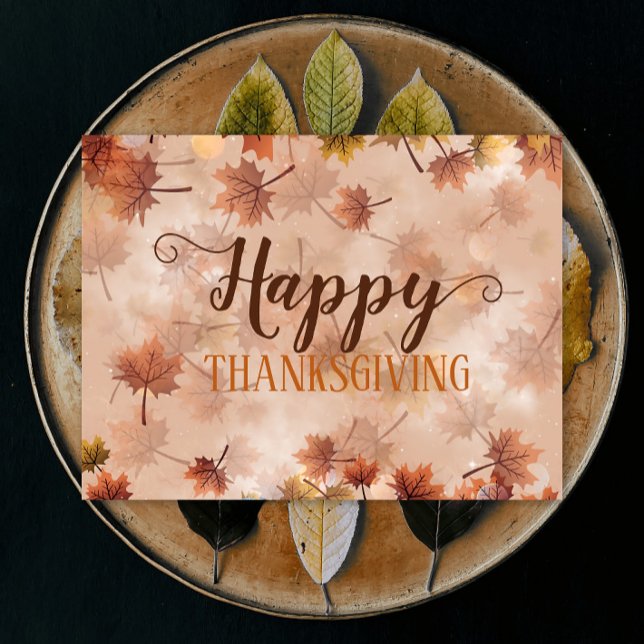 Höst Bruna Löv Glad Thanksgiving Helg Vykort (Skapare uppladdad)