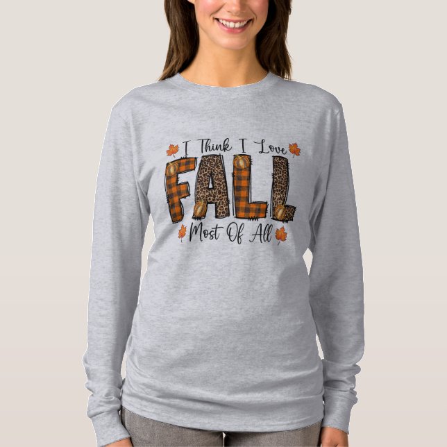 Höst Buffalo Rutmönster Leopardtryck Jag Älskar Hö T Shirt (Framsida)