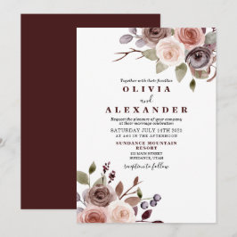 Höst Burgundy blomsterlig vigselinbjudan Inbjudningar