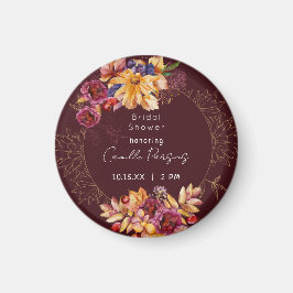 Höst Burgundy Moody Watercolor Bröllopsfest Magnet