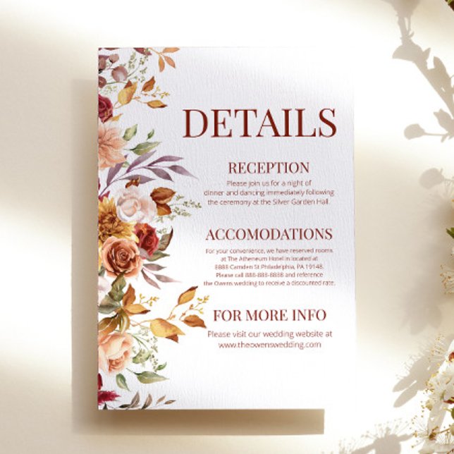 Höst Burgundy Orange Blommig Blomdetails  Tilläggskort (Skapare uppladdad)