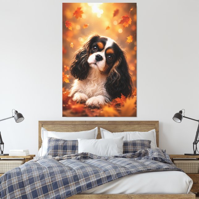 Höst Cavalier King Charles Spaniel – Sött Höst F Canvastryck (Insitu (sovrum))