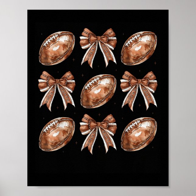 Höst Coquette Bow Game Day Amerikansk Fotboll Pla Poster (Framsidan)