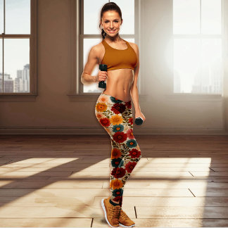 Höst Cottagecore Blommig Leggings