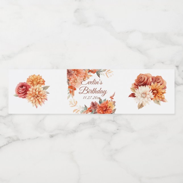 Höst Cute Gnome Höst löv Birthday Vattenflaskor Etikett (Singel etikett)