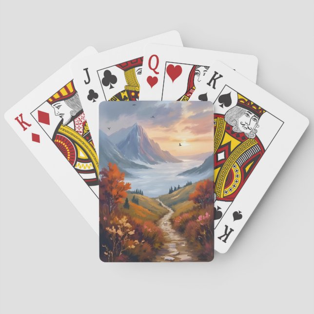 Höst-dagdrömmar | Höstlandskap på bergsmålning Casinokort (Baksidan)