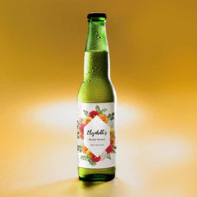 Höst Dahlia Blommig Bröllopsfest för Hösten Ölflaska Etikett (Skapare uppladdad)