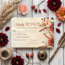 Höst Dahlia Burgundy Pampas Gräs Boho Bröllop