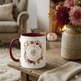 Höst Dahlia Krans Skrift Pumpa Mugg